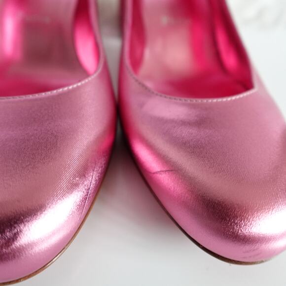 Christian Louboutin Miss Jane 55 Mary Jane Metallic Pink Leather Low Heels 36.5 - Picture 9 of 16
